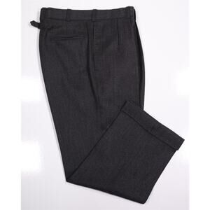 Edgar Pomeroy Bespoke Gray Black Herringbone Tweed Pleated Dress Pants 32x27
